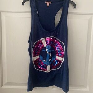Juicy Couture Navy Tank Top with Sequin Anchor Design